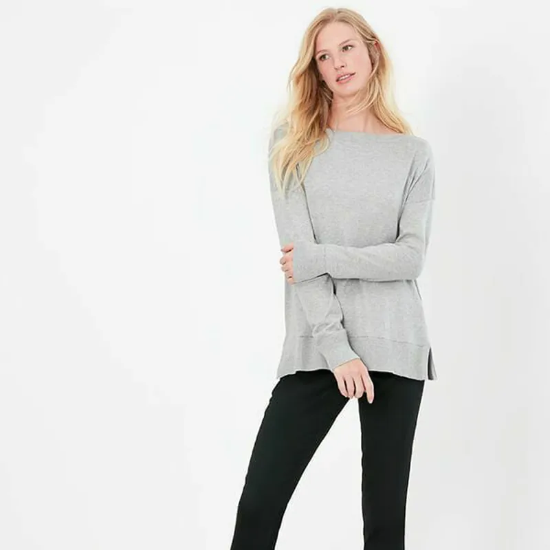 Joules Ladies Vivianna Slash Neck Grey Marl Jumper
